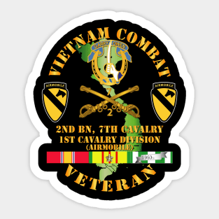 Vietnam Combat Cavalry Veteran w 2nd Bn 7th Cav DUI - 1st Cav Div Sticker